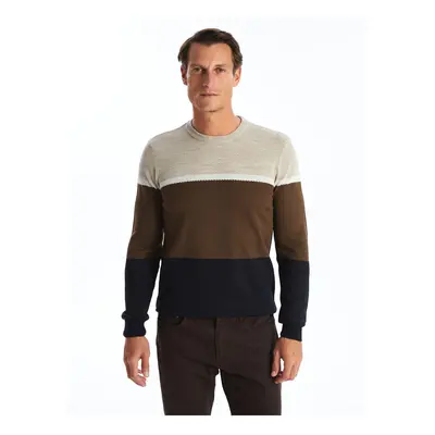 LC Waikiki Crew Neck Long Sleeve Color Block Men's Knitwear Sweater