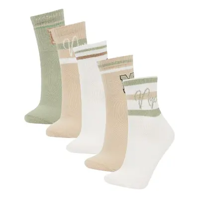 DEFACTO Women's 5-Pack Cotton Ankle Socks