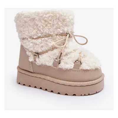 Warm children's snow boots, beige, Asija