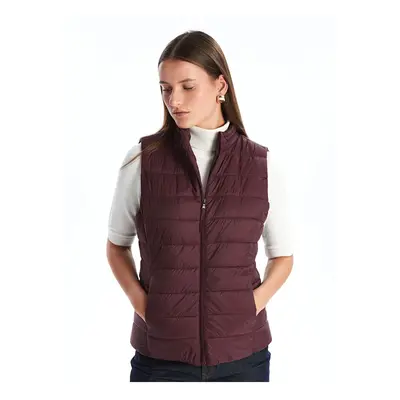 LC Waikiki Classic Beige Stand Collar Women's Puffer Vest