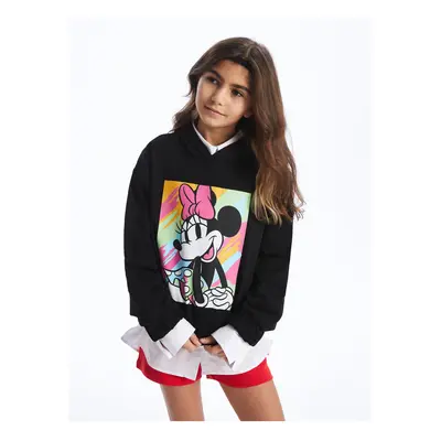 LC Waikiki Minnie Mouse Printed Long Sleeve Girls' Hoodie