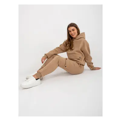 Dark beige tracksuit with oversized sweatshirt