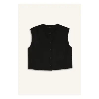 DEFACTO Crew Neck Basic Plain Buttoned Vest