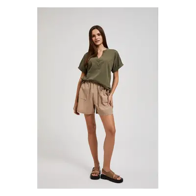 Women's linen shorts MOODO - light brown