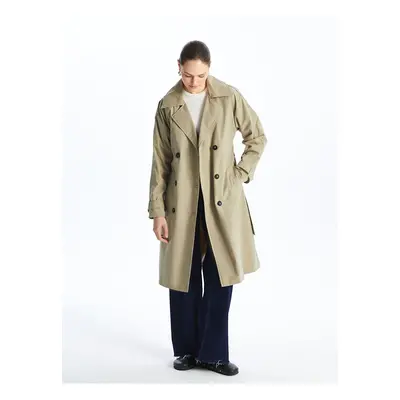 LC Waikiki Lcw Jacket Collar Plain Oversize Women's Trench Coat