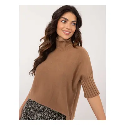 Brown loose turtleneck sweater