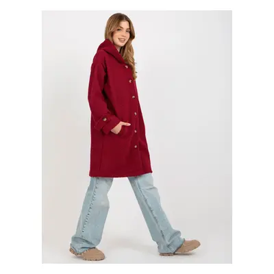 Women's chestnut plush coat with hood