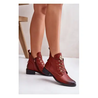 Low ankle boots insulated with a zipper and brown decoration Nevalia