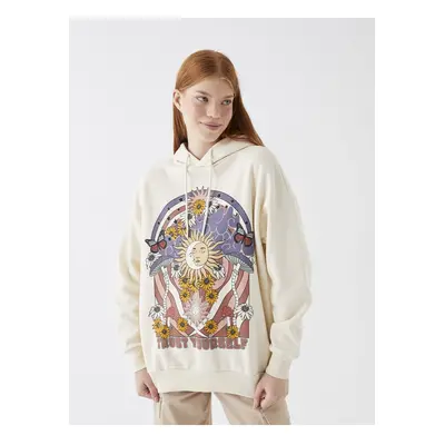 LC Waikiki Printed Long Sleeve Oversize Women's Hoodie