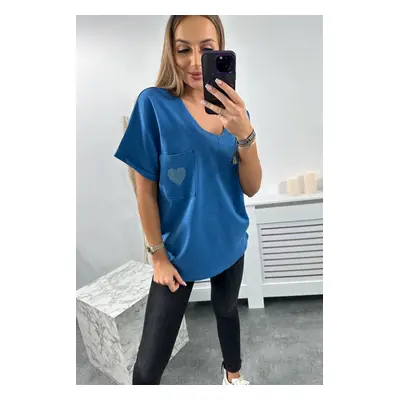 Cotton blouse with pocket jeans