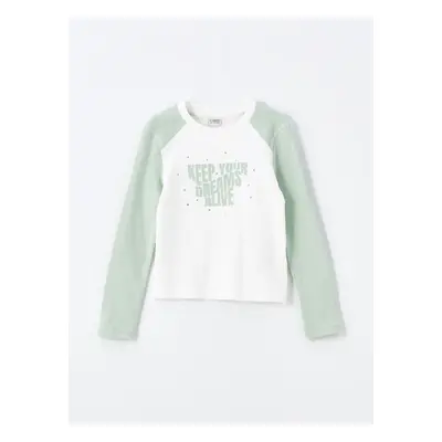 LC Waikiki Crew Neck Printed Girls Crop T-Shirt