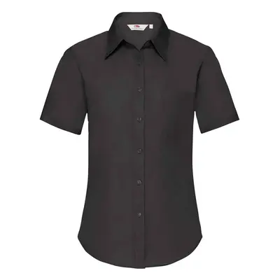 Black Poplin Shirt With Short Sleeves Fruit Of The Loom