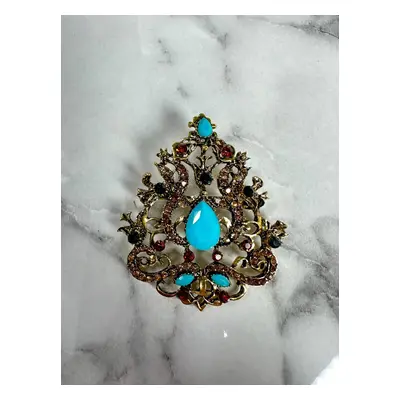 Brooch XZ459-191 gold + blue