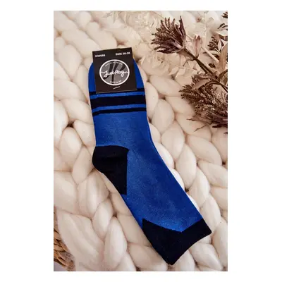 Women's two-tone socks with stripes Blue black