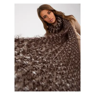 Women's dark beige and brown knitted scarf