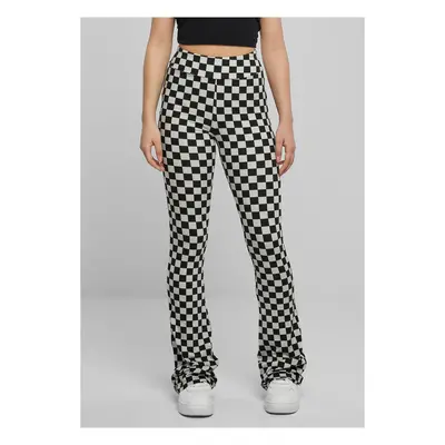 Women's plaid leggings in black/light asphalt cut