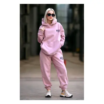 Madmext Pale Pink Women's Hooded Tracksuit