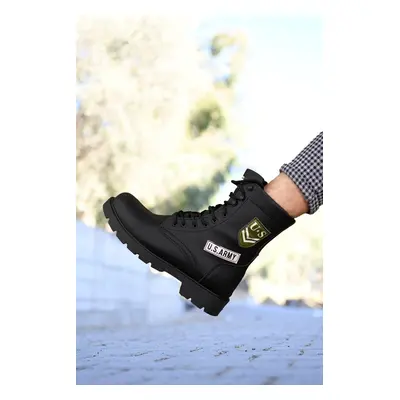 Riccon Black Unisex Biker Boots