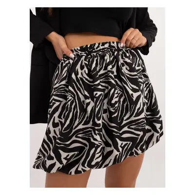 Ecru mini skirt with black zebra print