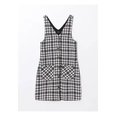 LC Waikiki V Neck Plaid Women's Dress