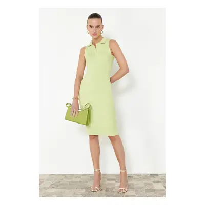 Trendyol Lime Midi Knitwear Polo Neck Dress