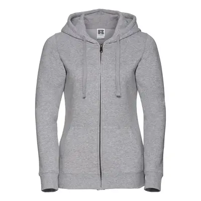 Light grey women's hoodie with Authentic Russell zipper