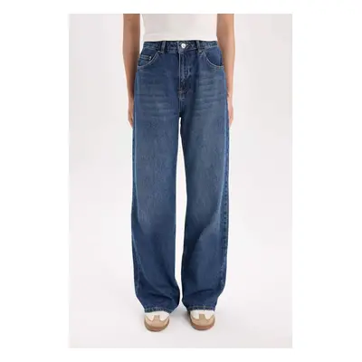 DEFACTO Straight Wide High Waist Long Jeans Washed Pants