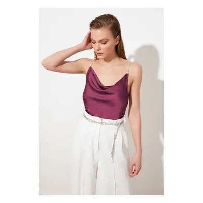 Trendyol Cherry Stone Strap Satin Blouse