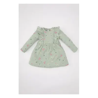 DEFACTO Baby Girl Floral Long Sleeve Waffle Dress