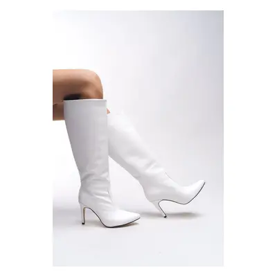 Riccon Hilnaril Women's Pointed Heel Boots White Skin