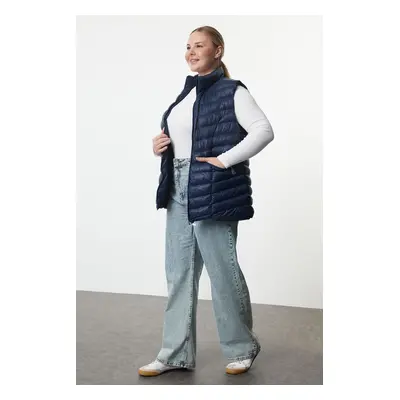 Trendyol Curve Navy Blue Regular Fit Pocket Zipper Vest