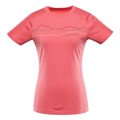 Women's merino wool T-shirt ALPINE PRO WOOLENA calypso coral