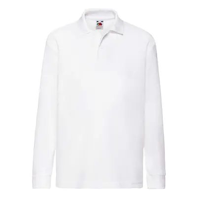 White Long Sleeve Polo Shirt Fruit of the Loom