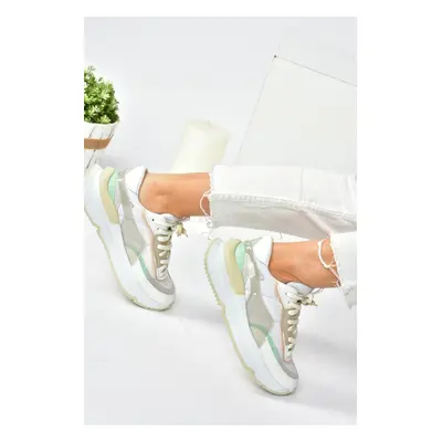 Fox Shoes White/green Fabric Casual Sneaker Sneakers