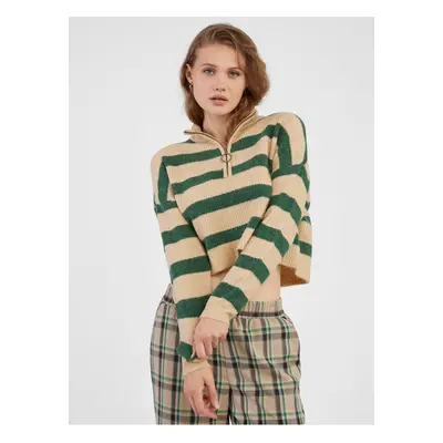 Beige-Green Women's Striped Sweater Noisy May New Alice - Women