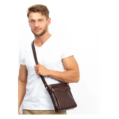 Dark brown leather men's bag