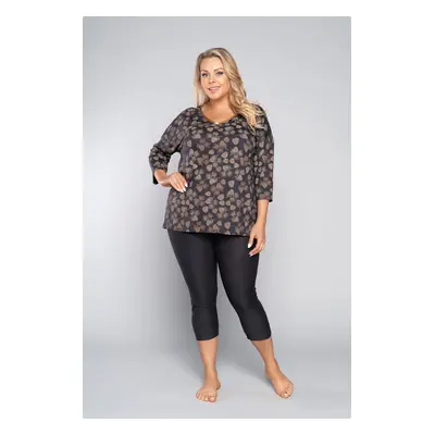 Pinnia women's pyjamas, 3/4 sleeve, 3/4 leg - print/graphite