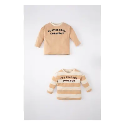 DEFACTO Baby Boy Crew Neck Printed 2-Piece Long Sleeve T-shirt