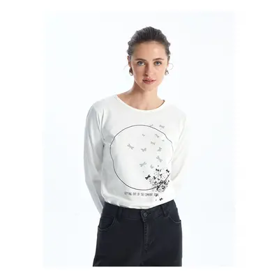 LC Waikiki LCW Crew Neck Printed Long Sleeve Women's T-Shirt