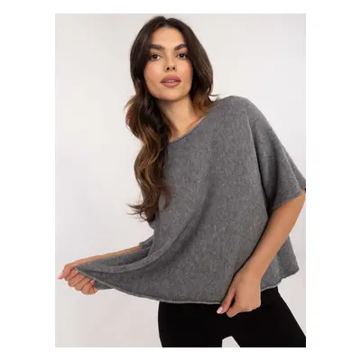 Dark grey basic sweater of oversize cut