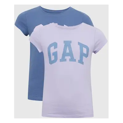 Set of two girly T-shirts in navy blue and purple GAP