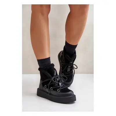 Ankle snow boots on a platform black tamidra