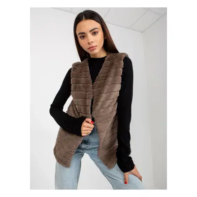 Soft brown fur vest OCH BELLA with lining