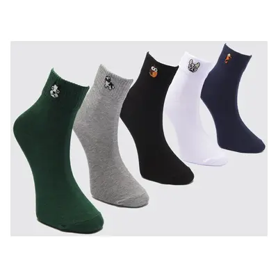 Trendyol Multi-Colored 5-Pack Animal Patterned College-Tennis-Medium Socks