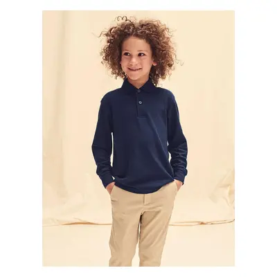 Navy blue long sleeve polo shirt Fruit of the Loom