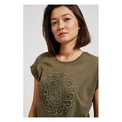 Women's blouse with embroidery MOODO - dark olive