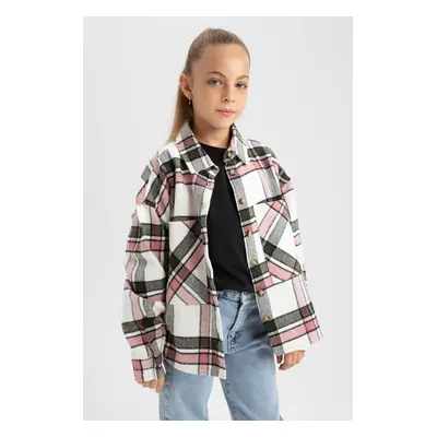 DEFACTO Girl's Checkered Long Sleeve Shirt