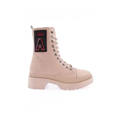 DGN K9062 Women's Lace-Up Emblem Detail Boots.