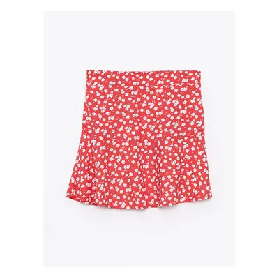 LC Waikiki Girls' Poplin Skirt With Elastic Waist Patterned Pattern