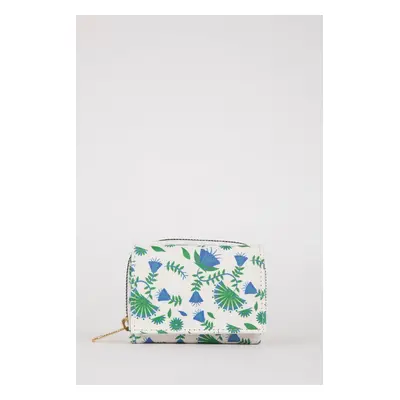 DEFACTO Women's Flower Patterned Faux Leather Wallet